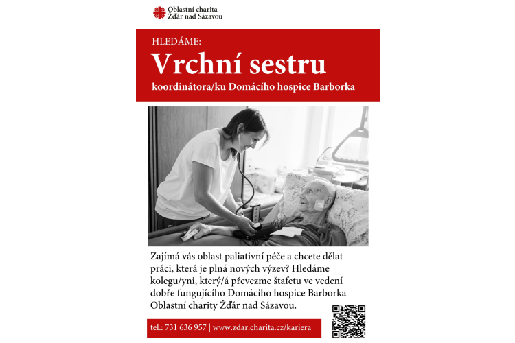 Oblastní charita Žďár hledá Vrchní sestru