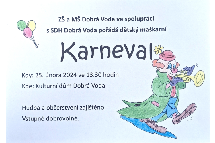 Dětský maškarní karneval 25.února 2024